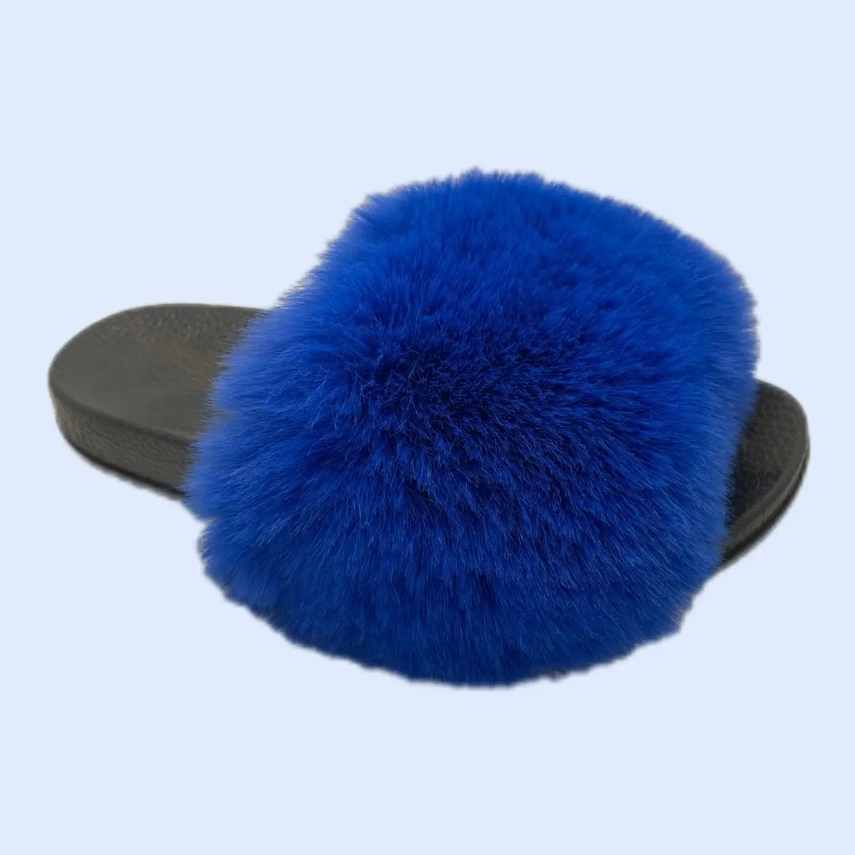 Women's Fluffy Fur Fuzzy House Slippers - Nail-Friendly Open-Toe Slip-On Platform Clog Mules, Comfortable Shoes for Women, Black, Grey, Fuzzy House Shoes, Faux Fur Slippers, Fluffy House Slippers