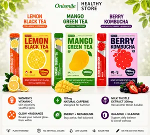 【Onismile】【flash sale Three flavors】Collagen Peptide Powder & Pre-Workout Energy Drink Trio – Lemon Black Tea for Glow, Berry Kombucha for Daily Refresh, Mango Green Tea for Focus & Metabolism, Hydrating Vitamins PDC