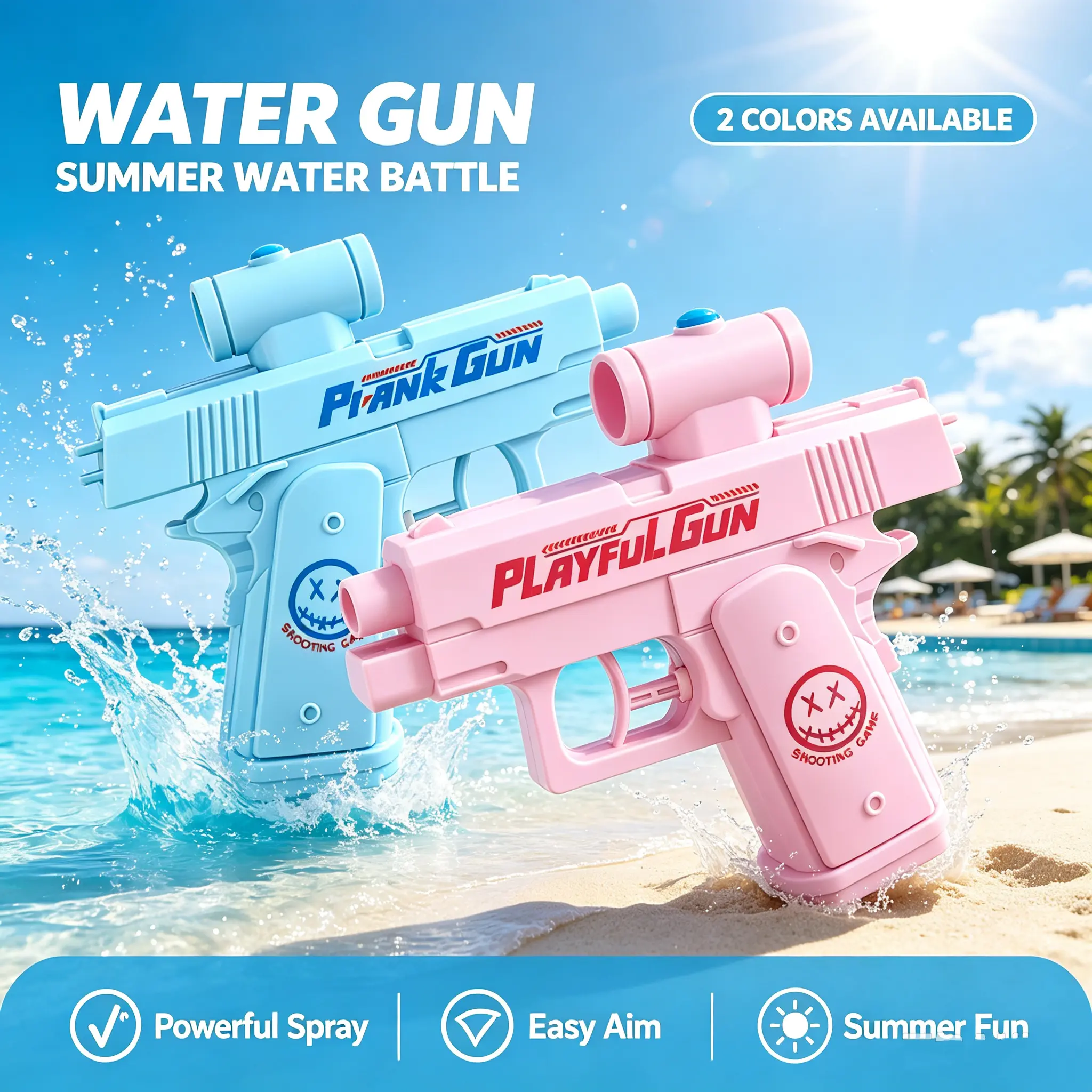 PrankGun Summer Creative Double-Sided Reverse Water Gun Prank Tactical Dual-Spray Mini Water Gun Funny Toy with Water Jet Feature, A trick water gun perfect for Halloween, A water gunthat can shoot scripts