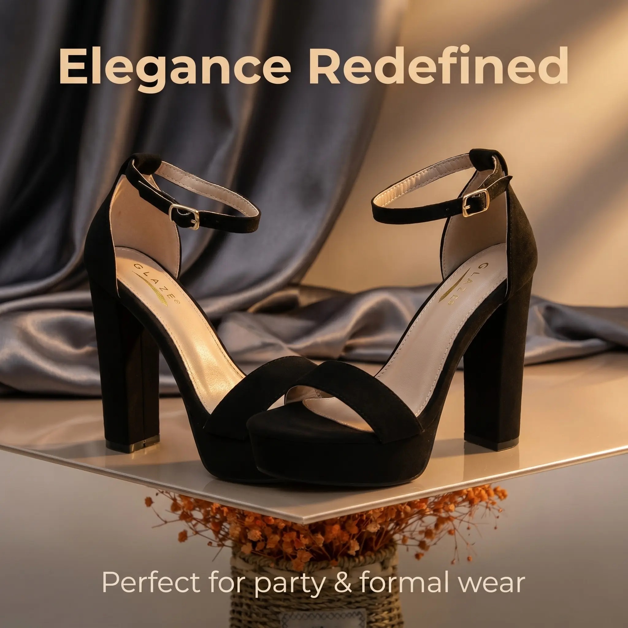 Zovrwin Black Suede Platform Chunky High Heel Sandals, 4.72 Inch Block Heel for Women