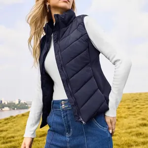 Simple Stand Collar Women's Thick Thermal Quilted Vest