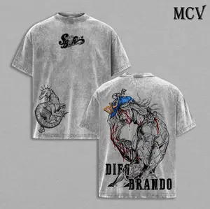 Diego Brando Tee Washed – JoJo’s Bizarre Adventure Steel Ball Run Scary Monsters Dinosaur Stand Anime Manga Graphic Double Printed T-Shirt, Menswear Heavy Cotton Unisex Oversize Gym Streetwear HJB