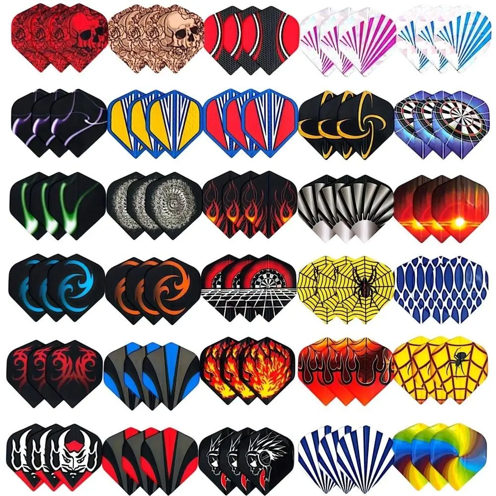 90 Pcs Standard Dart Flights Durable PET and Laser Replacement Feather Tail Wing, Darts Gear