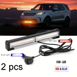 2PCS 12.2in COB LED Red & Blue Strobe Light Bar, 6500K Super Bright Offroad Driving Light with Adjustable Mounting & IP65 Waterproof Rating, Truck Accessories Including Semi Truck Stuff & Parts for Jeep ATV UTV, Aluminum Housing, Cob Led Chip