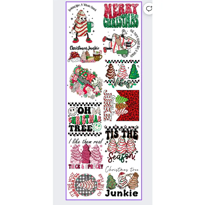 PREMADE CHRISTMAS CAKES GANGSHEET  - 22X60