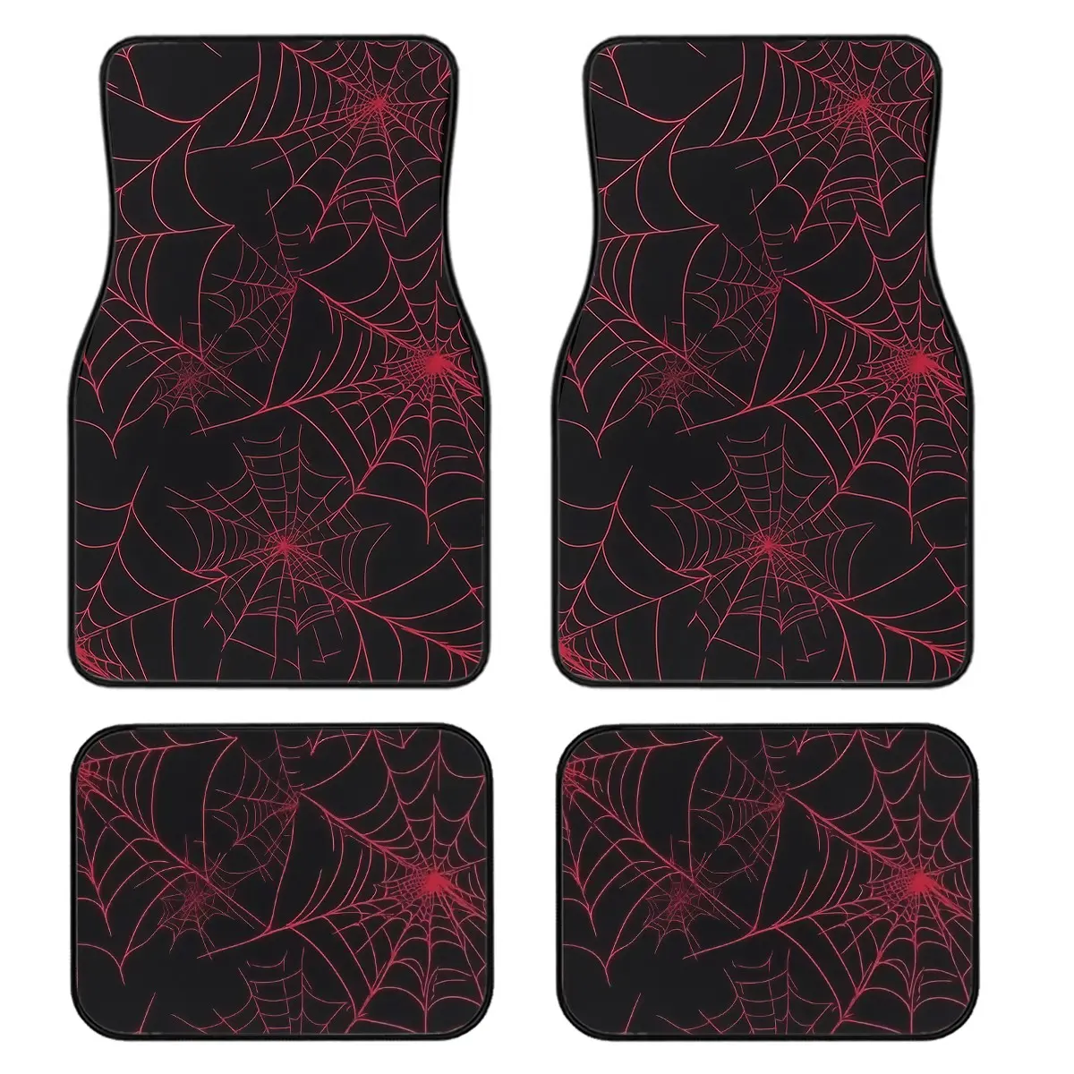 4-Piece Car Mat Set, Spider Web Print, Universal Fit for All Vehicles, Front & Rear Mats, Car Floor Mats, Automotive Mats, Easy Clean, Protective Interior Decor, Car Accessories