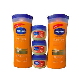 Vaseline Even Tone 2 Pack Body Lotion & 3 Vaseline Nourishing Jelly Skin Vitamin E Skincare