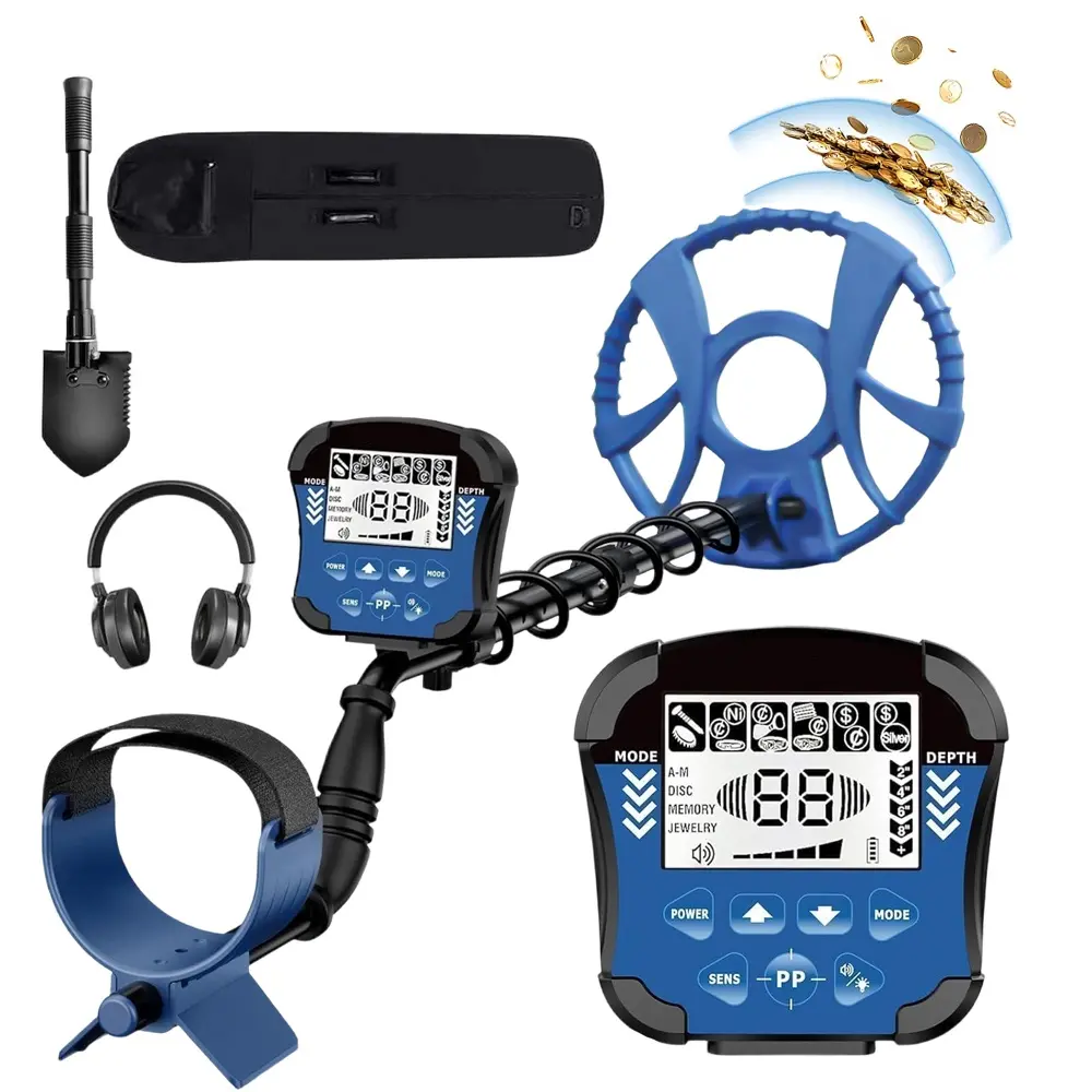 Metal Detector for Adults Waterproof-Professional HigherAccuracy Gold Detector with LCD Display,5Mode,Advanced DSP Chip 12° Coil(Blue) Home