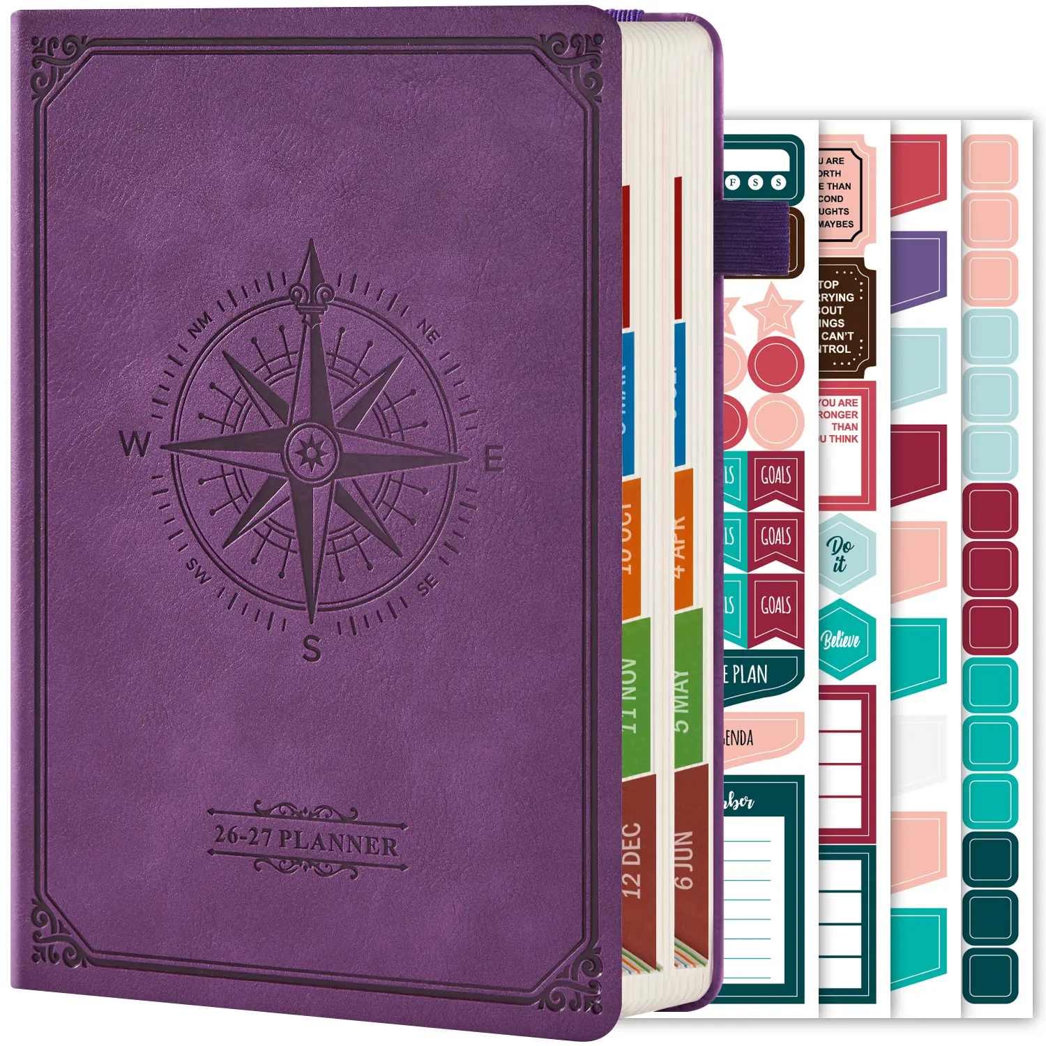 2026-2027 Academic Planner, Daily & Monthly Planner From July 2026 To June 2027, Hardcover Planning Agenda Book With Hourly Schedule, Month Tabs, 4 Planning Stickers, 8.4"x5.7", School Office Supplies