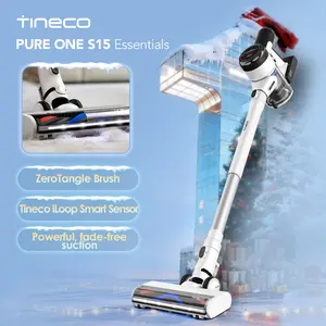Tineco PURE ONE S15 Essentials Smart Cordless Vacuum Cleaner, Powerful and Fade-Free Suction & 4X Long Runtimes, Anti-Tangle Brush, Excellent for Multi-Surface & Pet Hair Cleaning with Led Headlights, Hard Floor and Carpet