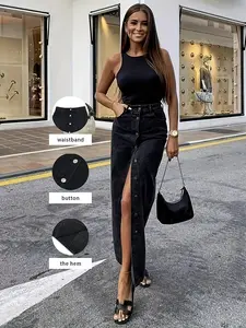 Women's Denim Skirt, Elegant Fashion Casual Long Skirt for Daily Outdoor Wear, Ladies Bottoms for All Seasons