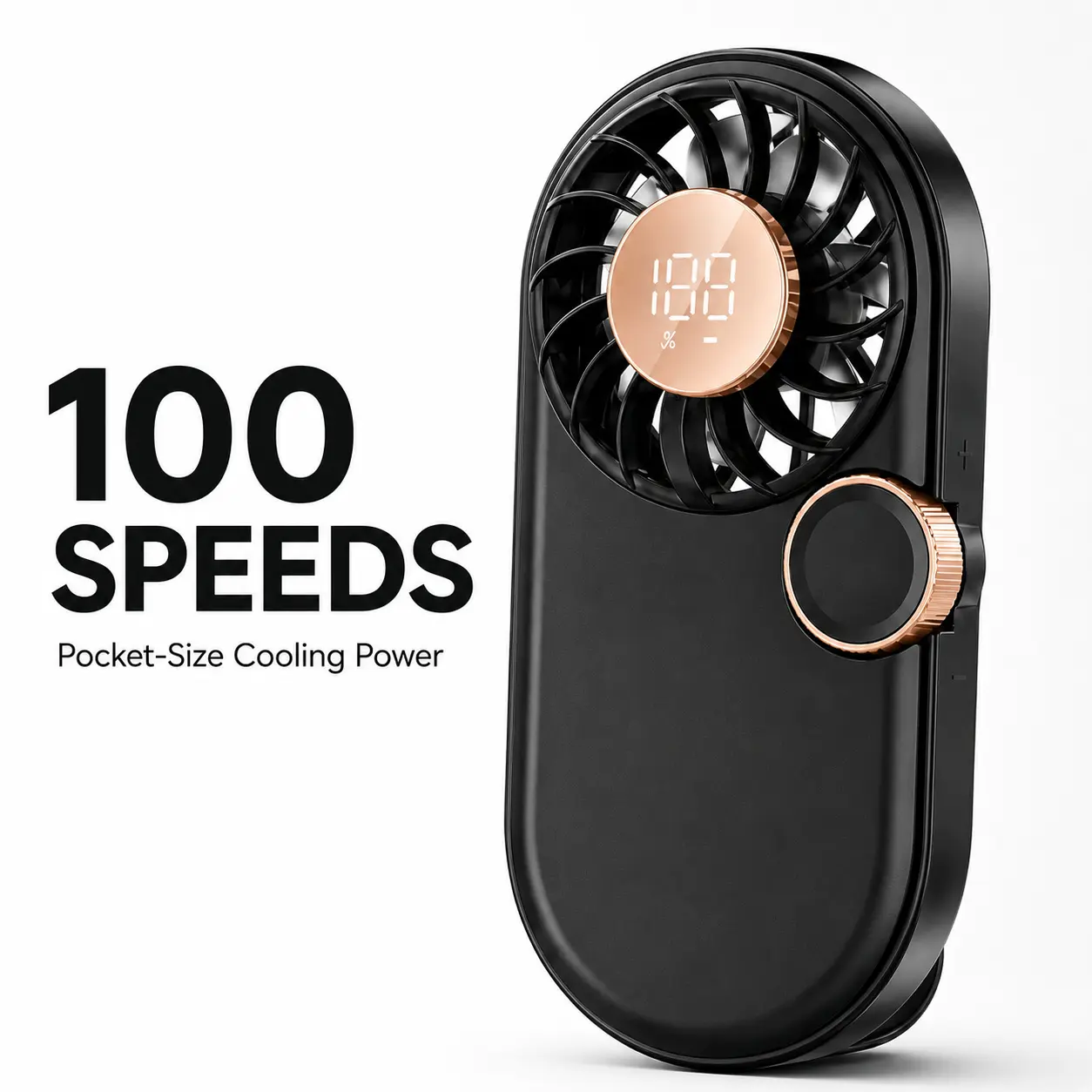 Mini Handheld Cooling Fan, USB-C Rechargeable with 100 Adjustable Speeds, Foldable Pocket Fan for Travel, Outdoor Use