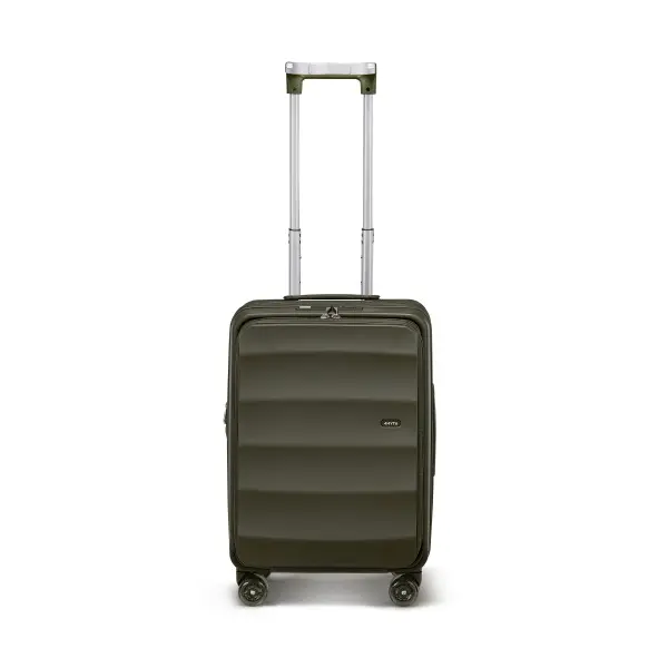 4MYTU Front Opening 22 Inch Bigger Carry-On Suitcase Expandable Travel Luggage Business Travel Multi-functional Handle for Cup Holder and Bag Hanger 360° Skateboard Wheel Build-in USB Port Antimicrobial Linear in Aspen Green, Hardside Luggage, Lightweight
