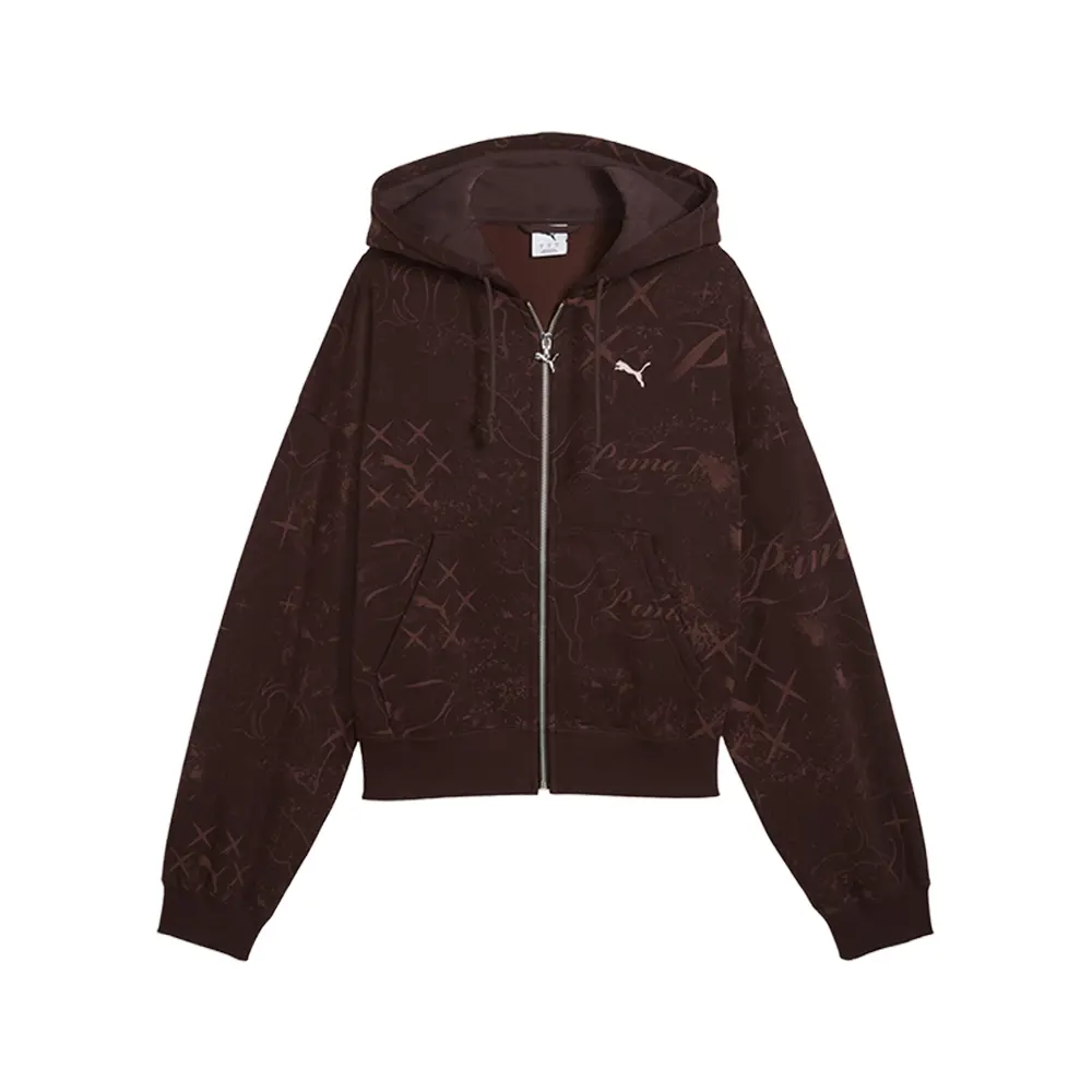 PUMA Mens Street Glam Short Oversize Hoodie Athletic Outerwear Casual - Brown