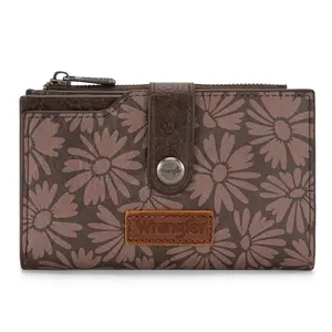 Wrangler RFID Wallet for Women Bifold Card Holder with Zipper and ID Window Sunflower Print TikTokShopJumpstartSale