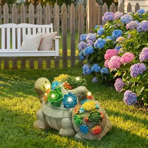 Outdoor Resin Turtle Sculpture Set (1 Large + 1 Small) • Solar IP44 Waterproof • Perfect Gift for Valentine’s Day, Easter & Mother’s Day