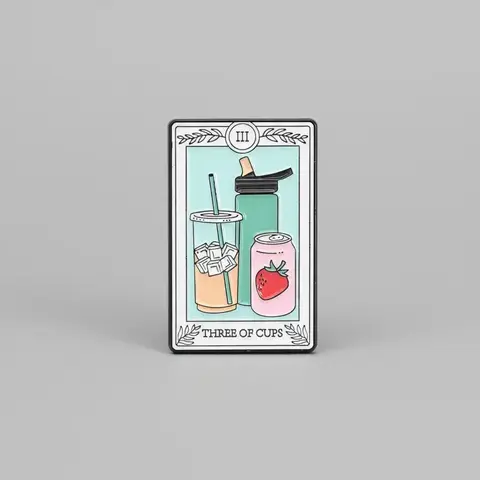 Three Of Cups Tarot Cards Enamel Pin Symbol Friendship Cooperation Success Metal Brooch Lapel Backpack Badge Jewelry Accessories Gift for Friends