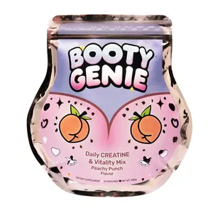 BootyGenie Creatine Collagen Pump & Nootropics Peachy Punch Flavor Daily Vitality Mix for Energy Muscle Recovery Hydration Natural Supplement with Electrolytes