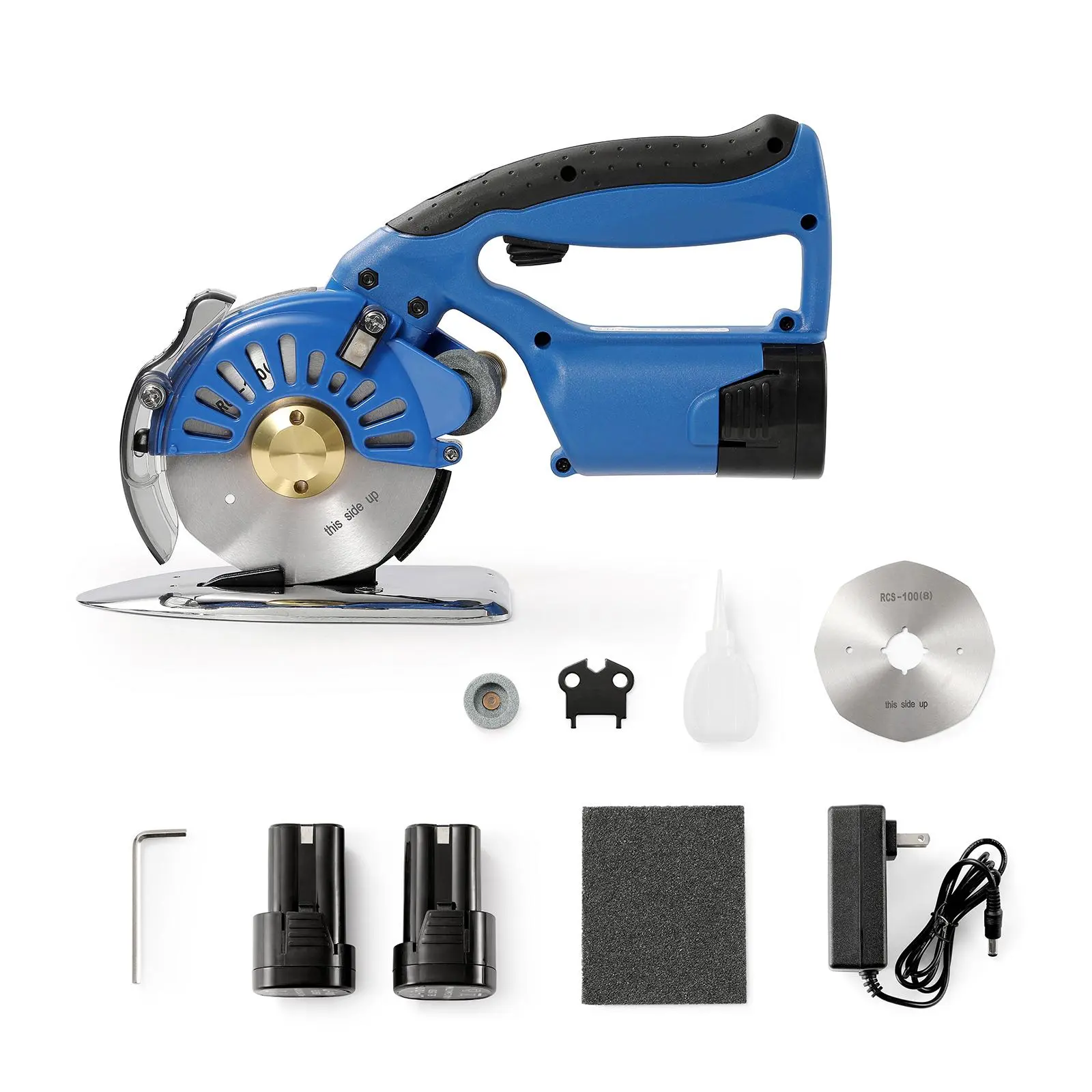 【Backtoschool】VEVOR Fabric Cutter, 5-Speed Cordless Electric Rotary Fabric Cutting Machine, 1.1" Cutting Thickness, Octagonal Knife, with Replacement Blade and Battery Charger, for Multi-Layer Cloth Fabric Leather