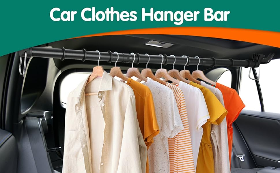Adjustable Car Clothes Hanger Bar – 30–62 Telescopic Rod for Wrinkle-Free Hanging, Heavy-Duty Non-Slip Design for Cars & SUVs