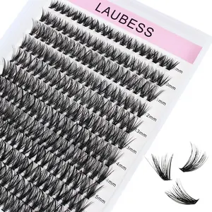 40D DIY False eyelashes Extension Set 240 pieces: D-roll 9-16mm mixed length, with 0.07/0.10mm imitation mink, black single tuft style, suitable for both professional and home use