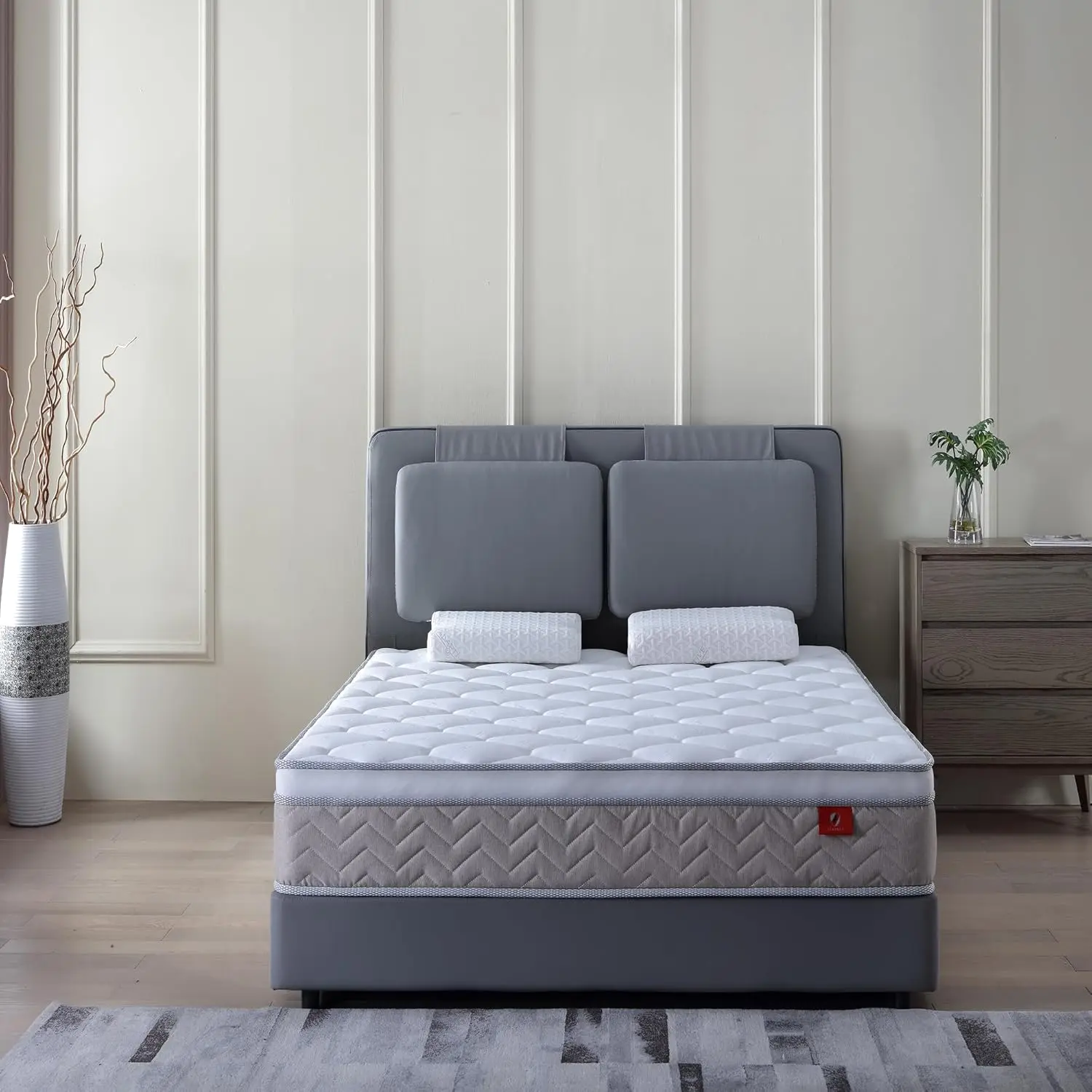 12-in Medium Hybrid Twin Mattress - Pocket Spring & Cool Memory Foam, Breathable Polyester Euro Top Cover, Motion Isolation, Pressure Relief, Neck Support, CertiPUR-US Certified for Kids, Cooling Sleep