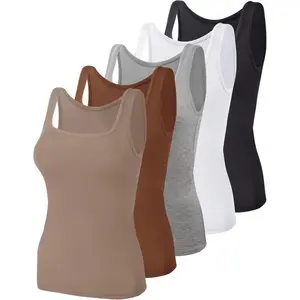 Women’s Tank Tops, Square Neck Sleeveless Ladies Tank Tops, Undershirts, Women’s Apparel