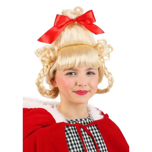 Dr. Seuss Cindy Lou Who Christmas Girl Red Bow Wig