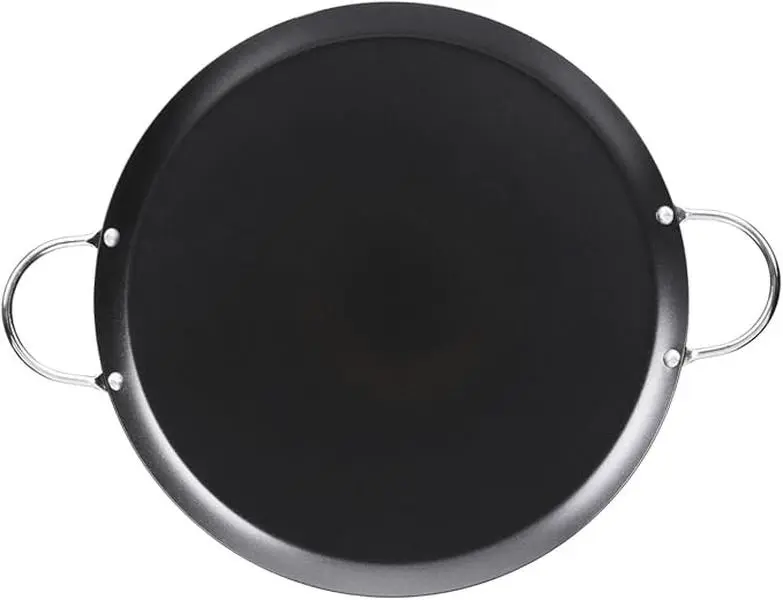 11in Carbon Steel Nonstick Round Comal with Metal Handles, Black
