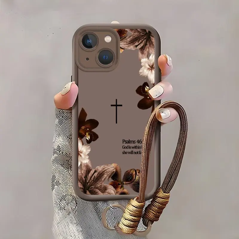 Suitable for [iPhone 13] high-end women's phone case🥰，a beautiful lanyard is included，Sophisticated Floral Patterns，drop-resistant and fingerprint-resistant YM99