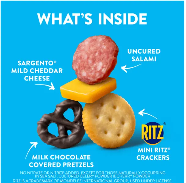 Sargento Mighty Bites Uncured Salami and Mild Cheddar Cheese Snack Kit, 2.8 oz, Fresh & Ready to Eat