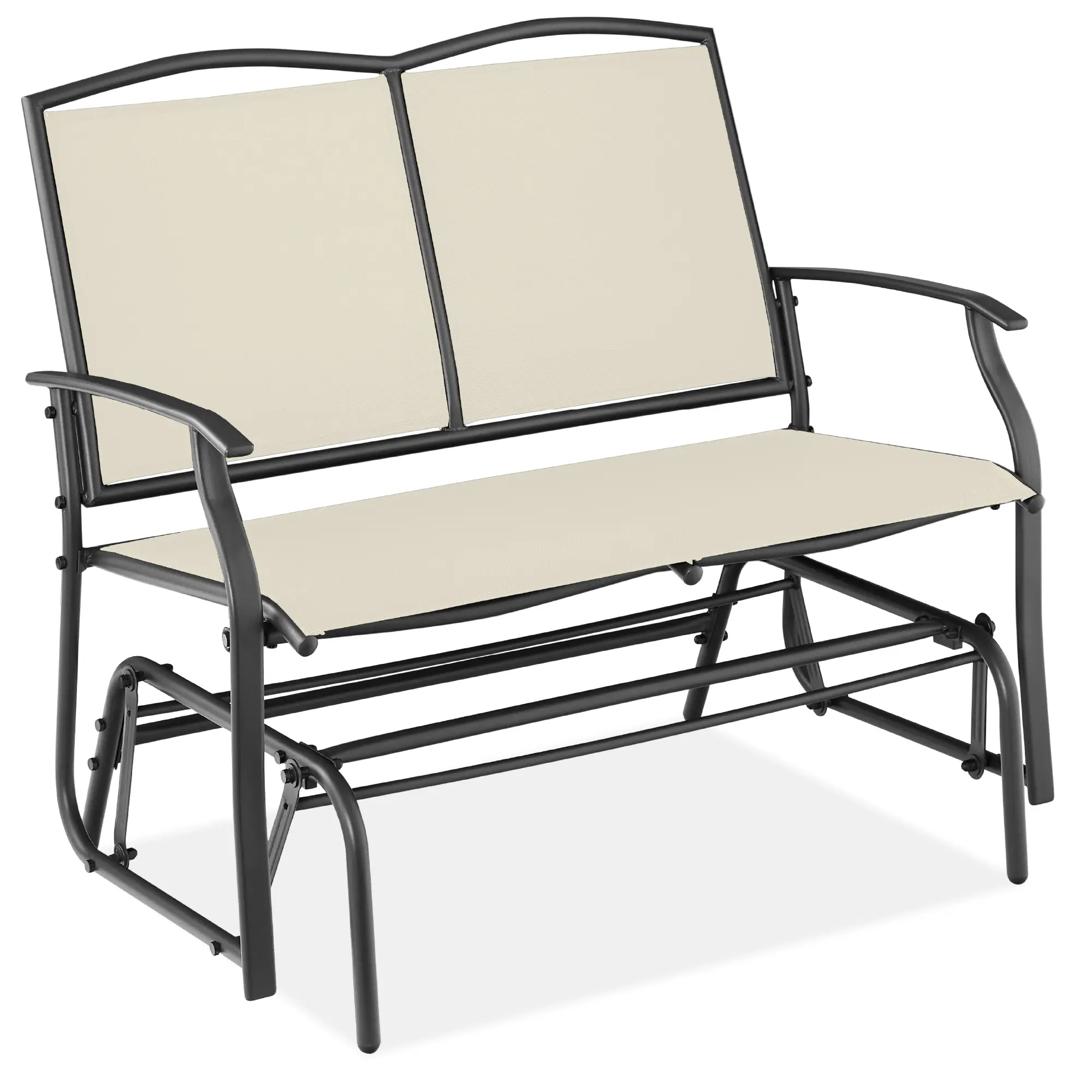 Best Choice Products 2-Person Outdoor Swing Glider, Steel Patio Loveseat, Bench Rocker w/ Armrests