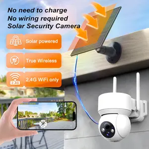 Solar Wireless Security Camera 360° View Night Vision Weatherproof WiFi 2.4GHz Solar-Powered Monitoring No Wiring Low Power for Home Safety outdoorfun