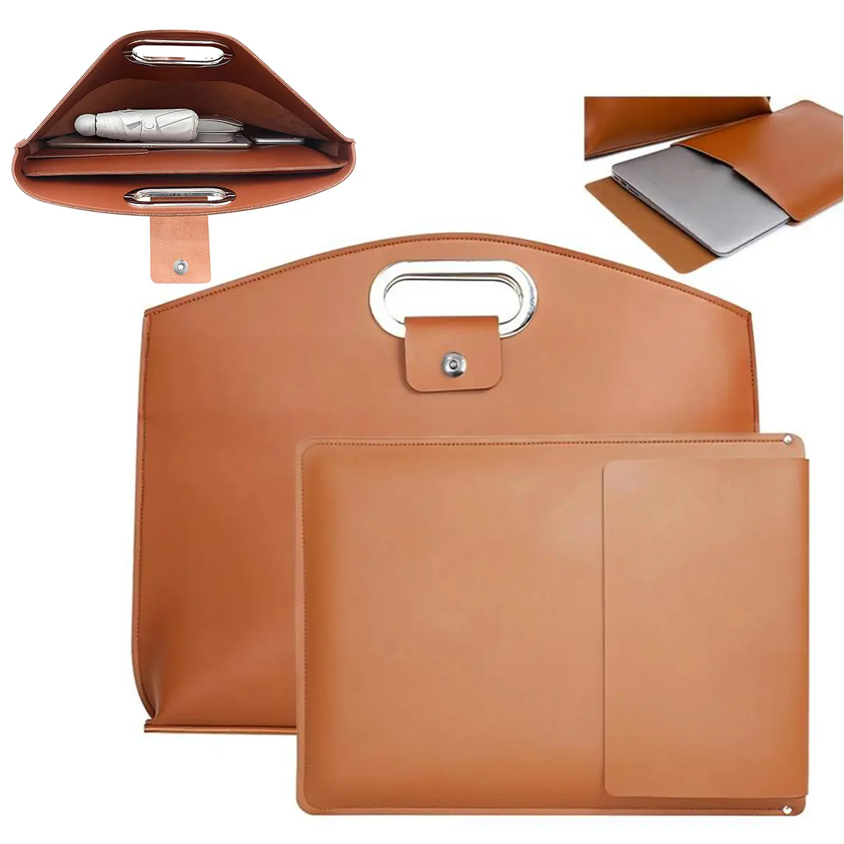 2pcs ladies' laptop bags, made of waterproof leather, with dimensions of 14 - 15 inches. Suitable for laptop and iPad protective cases, work tote bags or ladies' briefcases.