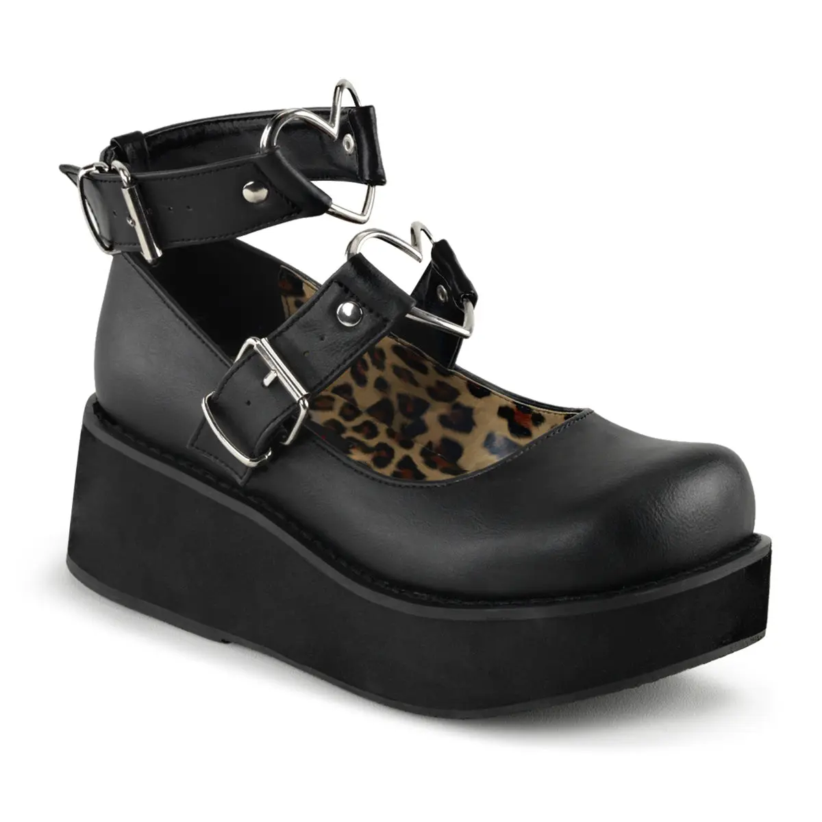 Demonia Sprite-02 Black Vegan Leather Platforms Demonia Sprite-02 Black Vegan Leather Platforms