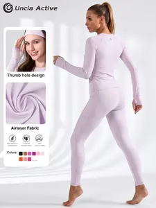 UnciaActive Women's Sporty Yoga Orange Raglan Sleeves Top with Thumbholes, 25' Inseam Leggings with Pocket Casual Activewear Comfortable Stylish Design,Top and Leggings sell separately outdoorfun Spring Sportswear Athleisure Summer Clothes Try it