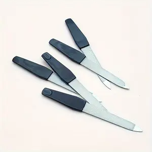 Stainless Steel Nail File with Plastic Handle, 5 Counts/set Nail File, Manicure & Pedicure Tool for Home & Salon Use