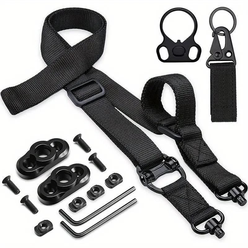 Quick Adjust 2-Point Sling for Outdoor Equipment Climbing, QD Swivel Ends, Fast-Adjust Thumb Loop, Durable Webbing Mount Straps, Quick Adjust Sling