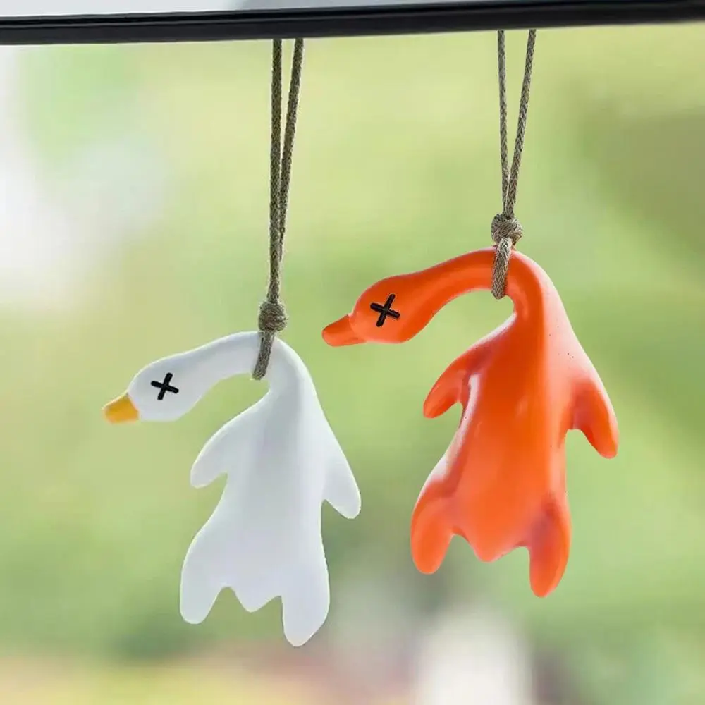 Funny Goose Keychain Roast Duck Rope Keyring Backpack Pendant Car Hanging Accessories Ultraviolet Color Change White Key Chain