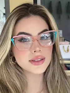 Unisex Cat Eye Retro Fashion Glasses, Trendy Casual Eyeglasses, Colorblock Trend Design, Leopard Print, Suitable for Daily Wear, Office Commute, Christmas, Valentine's Day