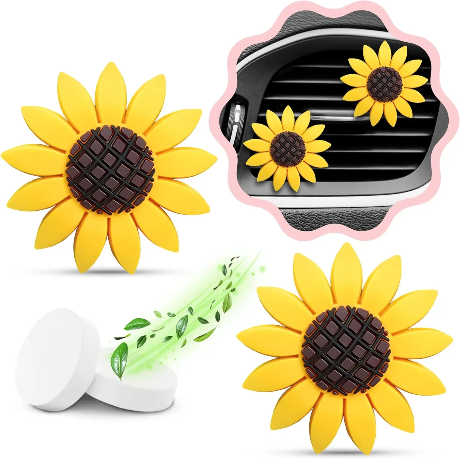 Pieces Sunflower Car Accessories Cute Car Air Freshener Sunflower Air Vent Clips Sunflowers Gift Decorations Girasoles Car Clip Interior Air Vent Decor