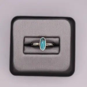 Sterling Silver Stone Ring - Mini Oval Turquoise