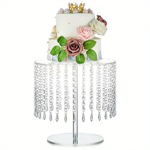 1 Round Acrylic Cake Stand: 12.2 Diameter Cupcake Stand Transparent Afternoon Tea Dessert Display Cupcake Serving Plate with Crystal Chandelier for Weddings Birthday Parties Baby Shower Decorations, Halloween Christmas Decorations
