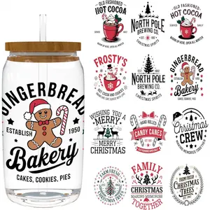 4 Sheets 16oz UV DTF Cup Wrap - Removable - DIY UV DTF Transfer Papers for Mug Cups,Notebook - Easy-Peel UV DTF Transfers for Smooth Surfaces (Christmas)