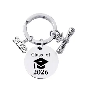 3pcs-2026 Graduation Season Gift: Stainless Steel / Metal Keychain & Backpack Charm