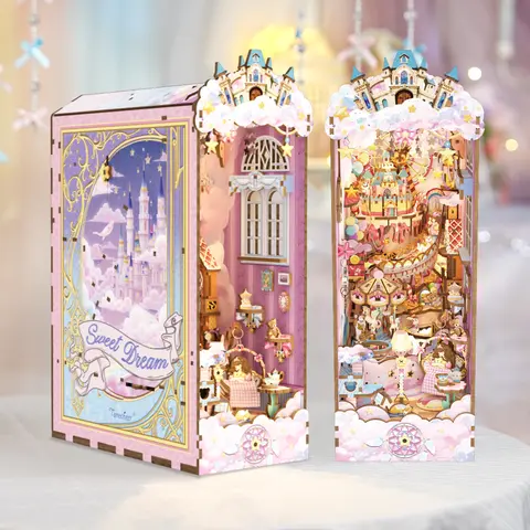 Tonecheer 3D Wooden Handmade Puzzle Art DIY Book Nook Kit (Sweet Dream) - 3D Blocks Building Block Puzzle, Decorative Kit, Unique Gifts for 12+ Girls, Checked Before Delivery