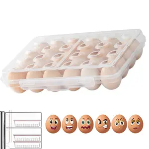 24 Egg Holder for Fridge Covered Egg Holders For Refrigerator, Plastic Storage Container Egg Tray Carrier with Lid Fits
