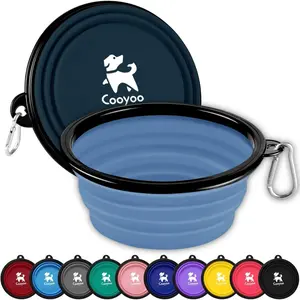 Collapsible Dog Bowl, 2 Pack Collapsible Dog Water Bowls for Cats Dogs, Portable Pet Feeding Watering Dish for Walking Parking Traveling with 2 Carabiners
