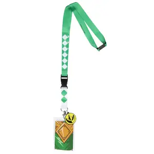 Power Rangers Green Ranger ID Lanyard Badge Holder w Character Card and Dragonzord Dragon Foot Emblem Rubber Pendant