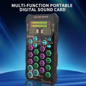 Authorized Hosabely SK9 Small Handheld Sound Card Set Changer Voice Portable Audio Interface Mini Microphones Household Items for Karaoke, Noise, and Streaming